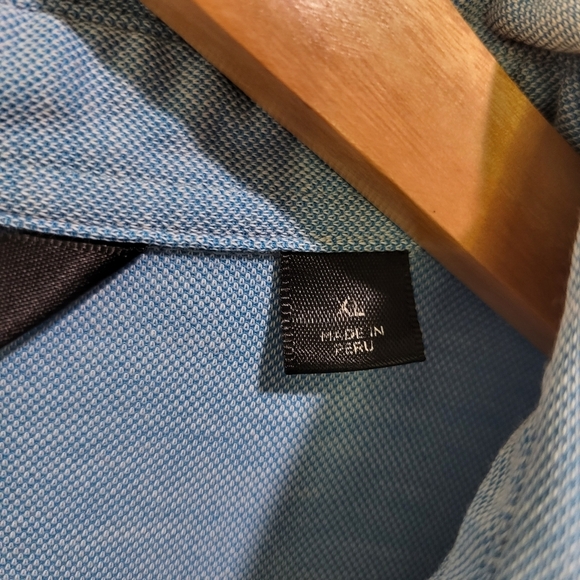 Travis Mathew Cabana Blue Knit Polo Shirt Wrinkle Resident Stretch 1MU116 XL - Picture 4 of 10